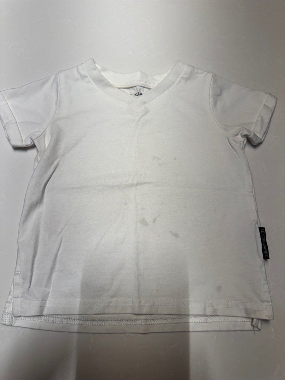 Kids White V-Neck Short Sleeve Tee